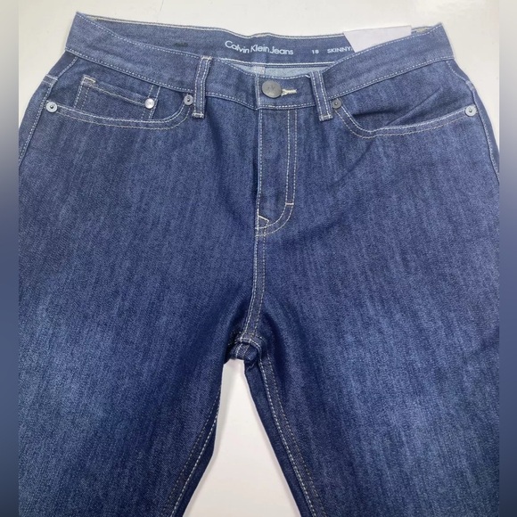 Calvin Klein Jeans Strait Leg Skinny Fit Denim Pants NWT Women Size 18 Blue - Picture 2 of 7